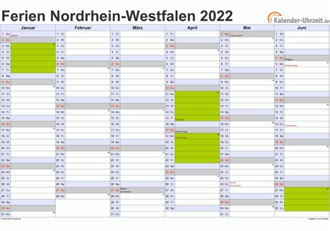 Monatskalender, alle zwei monate, quartalskalender, kalenderhalbjahr, druckbare kalender, fotokalender, alle freien, verschiedenen größen stehen zur verfügung. Ferien Nordrhein-Westfalen 2022 - Ferienkalender zum ...