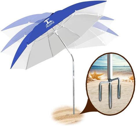 Aoske Beach Umbrella Uv 50umbrella With Sand Anchor And Tilt Aluminum
