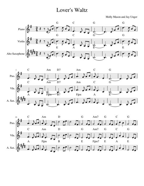 Lover S Waltz Sheet Music For Piano Violin Alto Saxophone Download Free In Pdf Or Midi