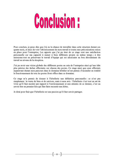 Conclusion Rapport De Stage Exemple Pdf