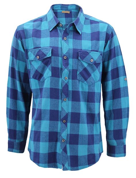 men s premium cotton button up long sleeve plaid comfortable flannel shirt 2 aqua sky blue