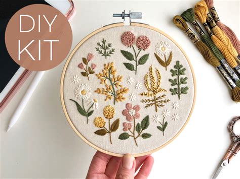Craft Supplies And Tools Vintage Embroidery Kit Embroidery Pattern Needle