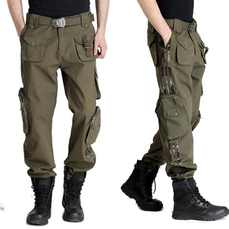 Fashion Autumn Summer Denim Army Green Camouflage Loose Pants Multi Pocket Jeans Baggy Cargo