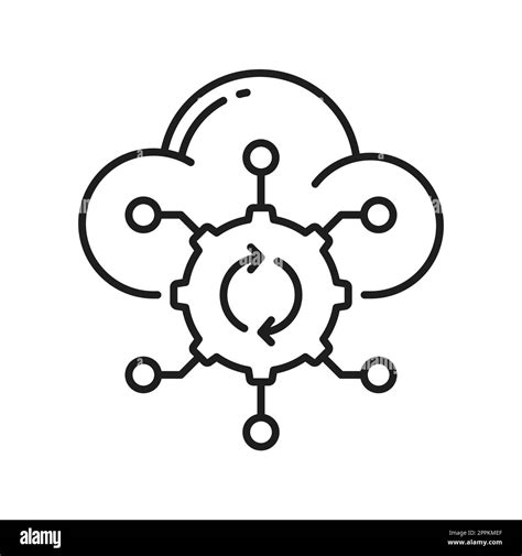 Rpa Cloud Storage Isolated Outline Icon Vector Robotic Process