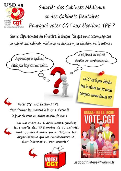 Retrouvez ici toute l'actualité, les analyses et décryptages, les interviews, les sondages, les résultats du scrutin tout au. CGT Finistère - Union Syndicale Départementale de la Santé ...