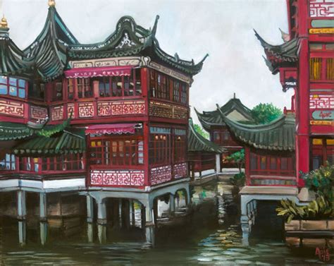 Chinese Original Oil Painting Of Shanghai 20x16 Etsy