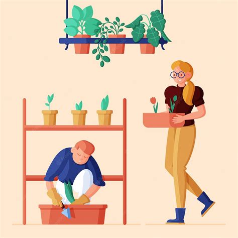 Premium Vector Flat Illustration Of People Taking Care Of Plants