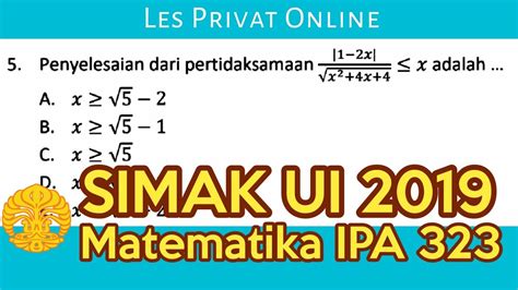 SIMAKUI2019 Bahas Matematika IPA SIMAK UI 2019 Kode 323 No 5 YouTube