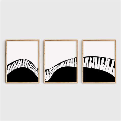 Set Of 3 Piano Wall Art Piano Poster Minimalist Black And White