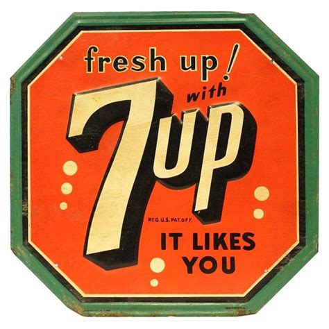 1940s 1950s Original 7up Soda Tin Advertising Sign Advertising Signs