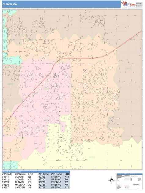 Clovis California Wall Map Color Cast Style By Marketmaps Mapsales