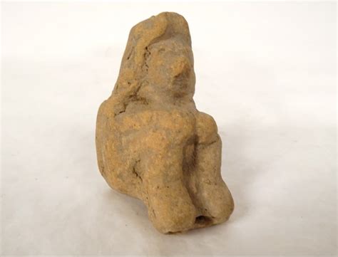 Fragment Pre Columbian Sculpture Man Head Tumaco La Tolita Terracotta