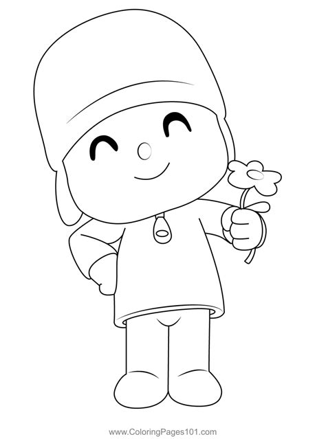 Pocoyo Flower Coloring Page For Kids Free Pocoyo Printable Coloring