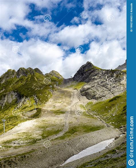 Beautiful Mountain Landscape Terrain With Peaks And Valleys Stock