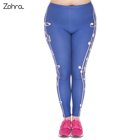 Zohra New Large Size Leggings Color Music Printed High Waist Leggins Plus Size Fashion Trousers