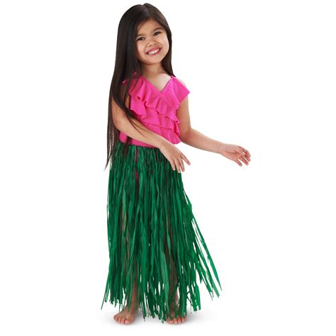 Child Green Raffia Hula Skirt