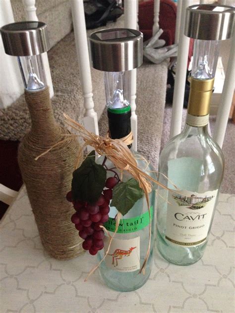 Wine Bottle Solar Lights | Solar light crafts, Bottle crafts, Wine bottle diy