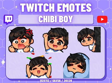 Cute Chibi Boy Emotes Twitch Discord Stream Gaming Etsy Canada In