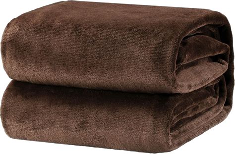 Bedsure Flannel Blankets Bedspread Queen Size Brown Large Bed Fleece