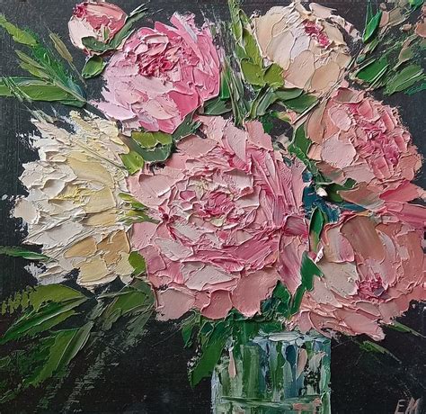 Peonies Painting Pink Flowers Peony Bouquet Original Oil Etsy In
