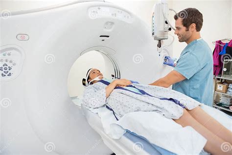Nurse Preparing Patient For Ct Scan Test Stock Photo Image Of