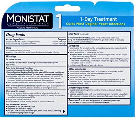 Monistat 1 Day Yeast Infection Treatment Ovule Itch Cream