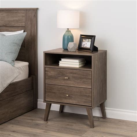 Homcom modern cabinet storage organizer with doors and drawer for bedroom. prepac milo mid century modern 2 drawer tall nightstand in ...