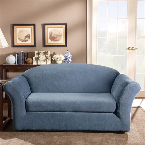 Sure fit slipcovers loveseat slipcovers furniture slipcovers furniture covers wingback chair sofa couch cushions on sofa couches ottoman. Sure Fit Stretch Stripe Loveseat Slipcover - Walmart.com ...