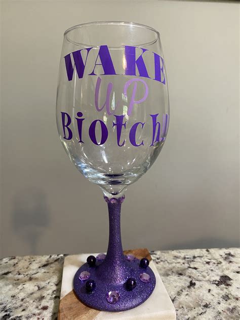 Custom Wine Glass Largeexpressive Wine Glass Purple Wine Etsy Custom Wine Glass Glitter