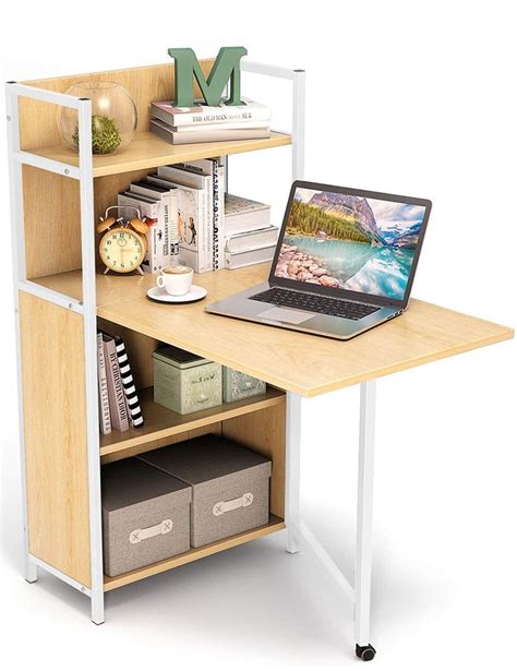 Tribesigns Small Folding Computer Desk Bookshelf Desk Desks For