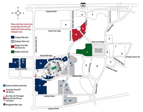 Texas Rangers Parking Map Printable Maps
