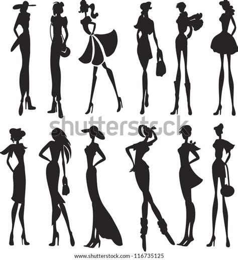 Set Sexy Women Silhouettes Stock Vector Royalty Free 116735125