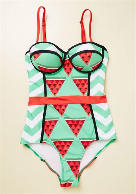 Need I Say Shore One Piece Swimsuit In Watermelon Modcloth One