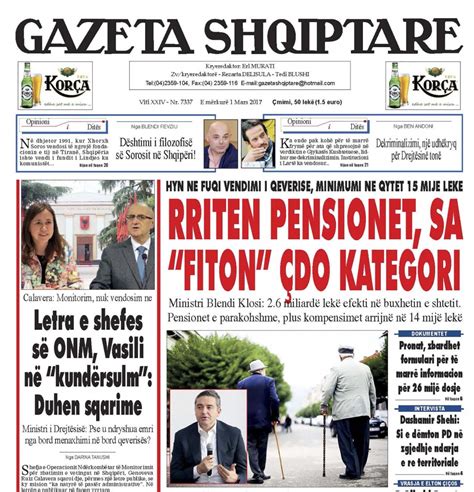 Shtypi I Dites 1 Mars 2017 Gazeta Shqiptare Online
