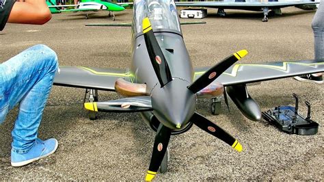Fascinating Big Rc Pilatus Pc Scale Model Turboprop Aircraft Flight