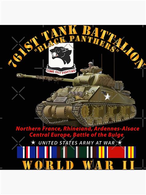 Army 761st Tank Battalion Black Panthers W Tank Wwii Eu Svc