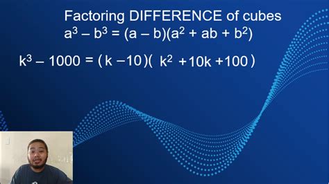 Factoring Difference Of 2 Cubes Youtube
