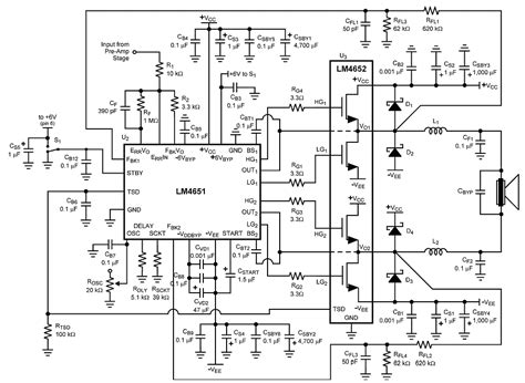 Power amplifier circuit diagram is still less by looking at the circuit that was so below, the finished circuit has been added with gains, using two jrc4558 ic the picture ic where it can be seen below. 170W Class D Amplifier schematic diagram