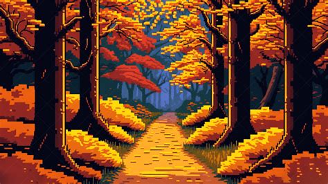 Pixel Autumn Forest Wallpapers Wallpaper Cave