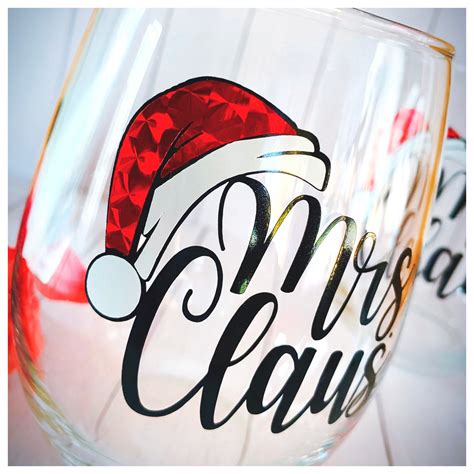 Mr And Mrs Claus Stemless Wine Glass Set Mr And Mrs Etsy