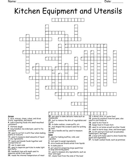 Kitchen Equipment And Utensils Crossword Wordmint