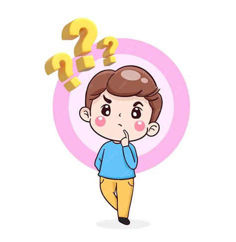 Premium Vector Cartoon Character Man Thinking With Question Mark Icon