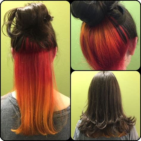 Really dark to really light ombre bob haircuts and hairstyles really look good with ombre color effects,read the rest Fire inspired hair. Peek-a-boo Red to Orange to Yellow color melt. Bright Pravana Vivids Ombre ...