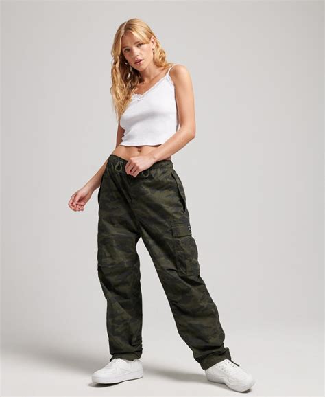 Womens Organic Cotton Parachute Grip Pants In Overdyed Camo Superdry Uk