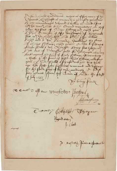 Lady Jane Grey—privy Council Document Signed During Her Brief Reign