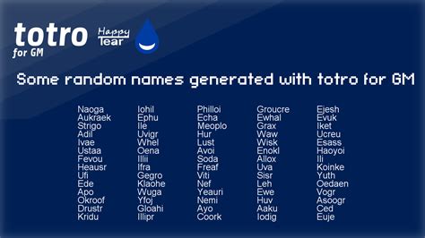 Totro Random Name Generator By Happytearparakoopa Gamemaker