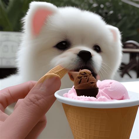 Funny Puppy Eating Ice Cream Kawaii Chibi · Creative Fabrica