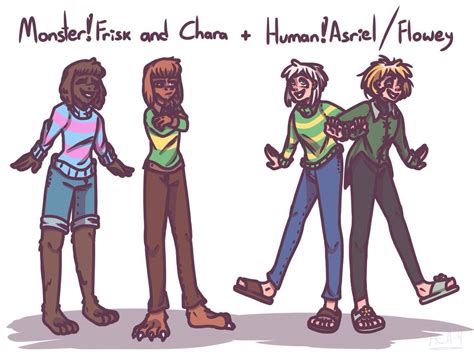 Monster Frisk And Chara Human Asriel And Flowey Headcanon Design Undertale Amino