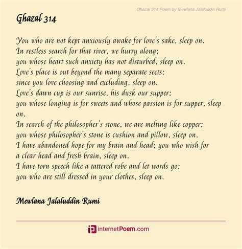 Ghazal 314 Poem By Mewlana Jalaluddin Rumi