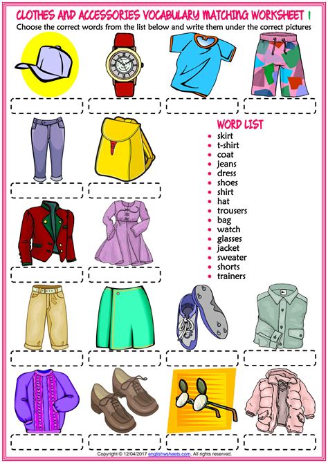 Solution Clothes And Accessories Vocabulary Esl Matching Exercise